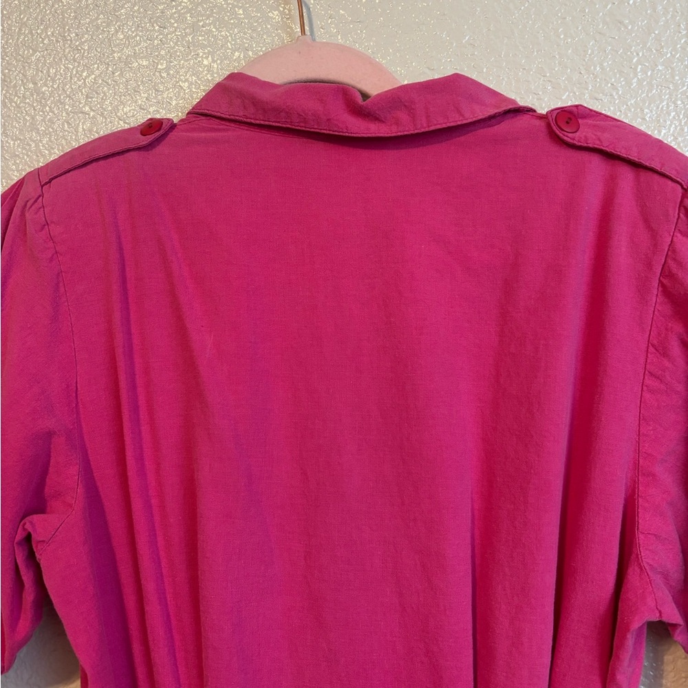 Authentic 80s Byer Too Raspberry Pink Belted Shirtdress with Full Circle Skirt - Picture 5 of 11